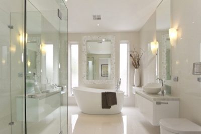 modern bathroom design with glass